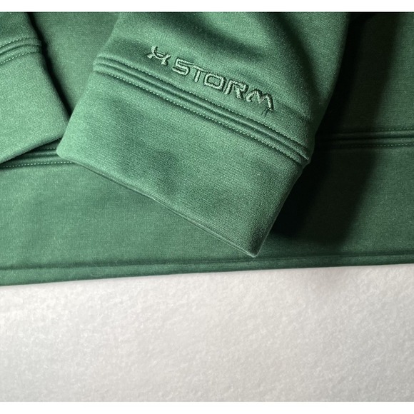 Under Armour Storm Hoodie Men's Medium UA Cold Gear Fleece Sweatshirt Green - Picture 3 of 8